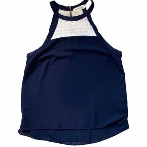 Monteau halter style navy lace Blouse size small